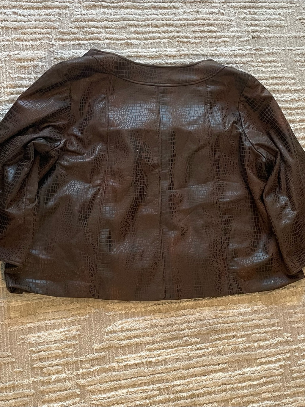 Susan Graver Dark Brown Faux Croc Leather Jacket — image 3 of 3